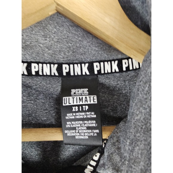 PINK Victoria's Secret Ultimate Half Zip Athletic Pullover Top SZ XS Thumbholes - Picture 4 of 14